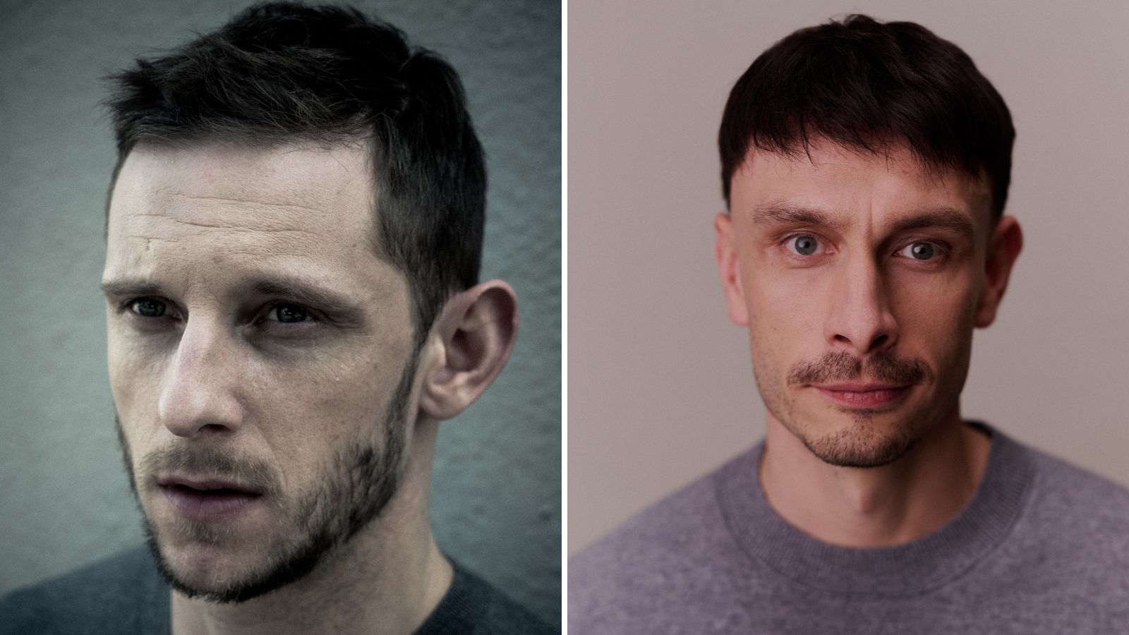 Headshots side by side show actor Jamie Bell and Richard Gadd.